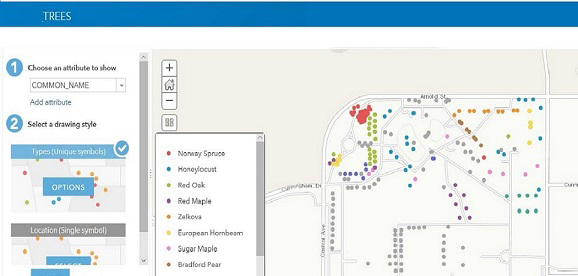 GIS map of campus trees