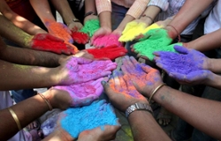 Colorful painted hands.