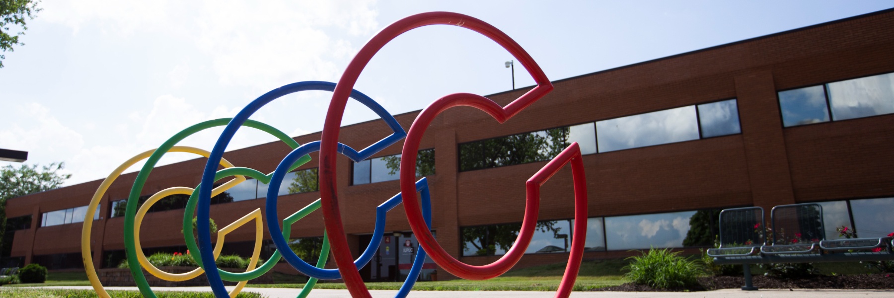 Photo of bike racks outside of IU Columbus CC building.