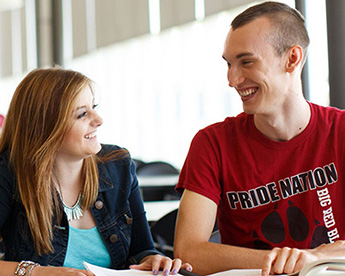 photo of students in the library.